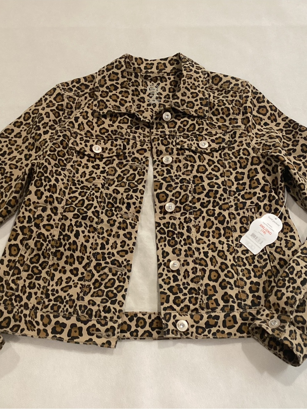 Wonder Nation Leopard Print Jean Jacket - Tan & Black size youth18  9/2